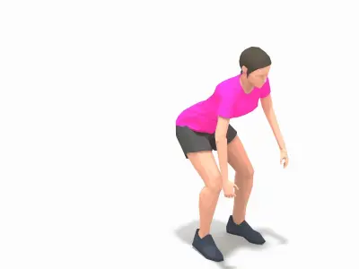 side jump Exercise Woman Animation Low-poly 3D model