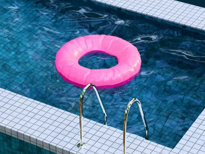 Backyard Pool with Inflatable Ring Free low-poly 3D model