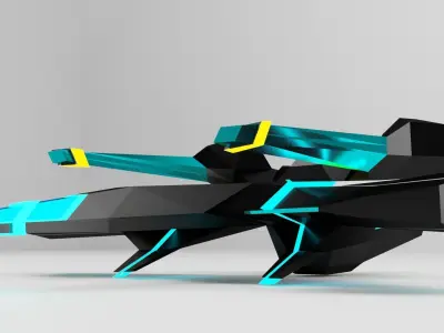 Low-poly starship for the game Low-poly 3D model