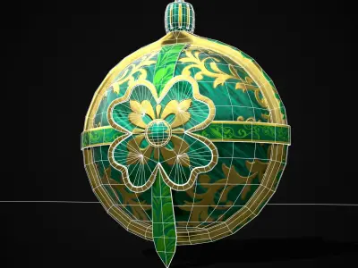Ornate Golden Ornament Low-poly 3D model