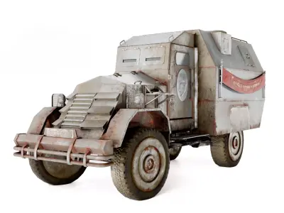 Postapocalypse armoredsuv da1 Low-poly 3D model