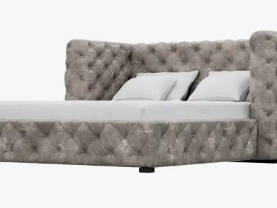 Restoration Hardware Tribeca Tufted Leather Platform Bed 3D model
