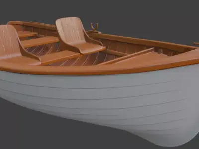 Classic Wooden Motorboat Clean 3D Model 3D model