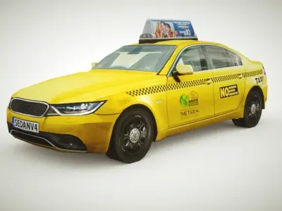 Taxi v2 lowpoly Low-poly 3D model