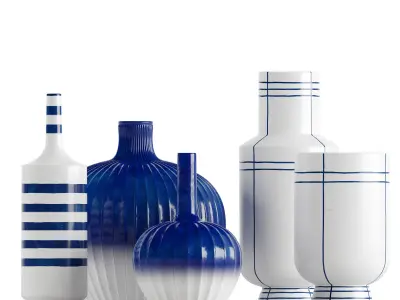 Decorative ceramic vases set 3D model