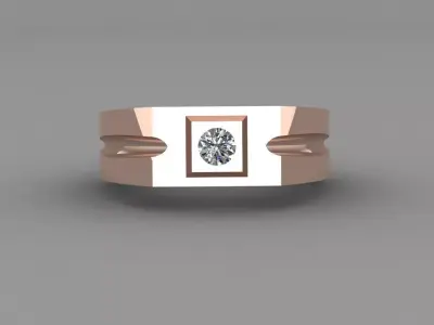 Rose Gold Men Diamond Ring 3D print model 3D print model