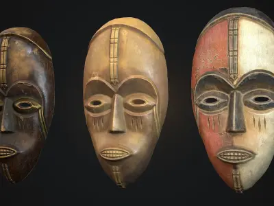 African mask 4 Low-poly 3D model