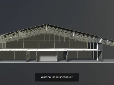Building in section cut set 01 3D Model Collection