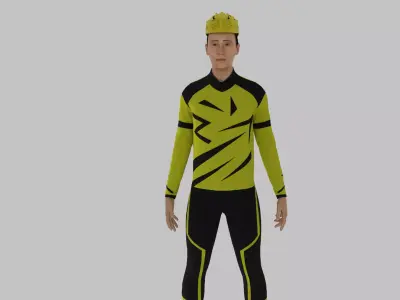 Cyclist Character Low-poly 3D model