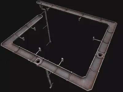 Gutter System Medieval Roof Low-poly 3D model