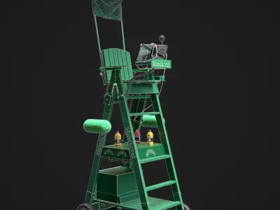 Umpire Chair Low-poly 3D model