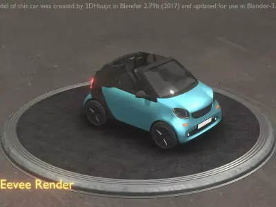 City Car 62 Small Convertible Open Type-E Blue Low-poly 3D model