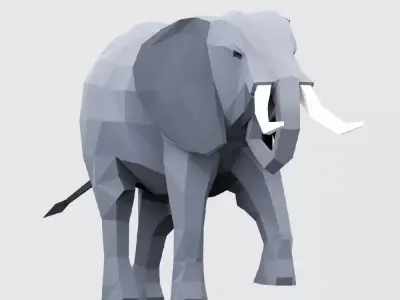 Elephants elephant with tusks Low-poly 3D model