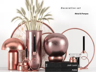 Decori Candle And Pampas 3D model