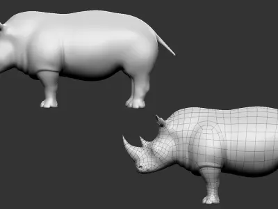 Rhino Basemesh Low-poly 3D model