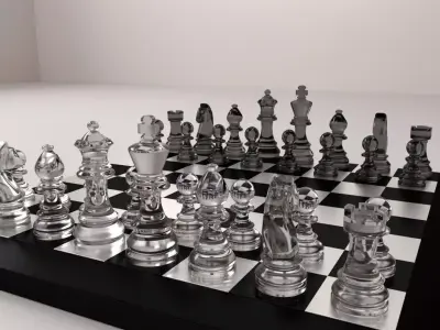 Chessboard chess board with pieces 3D model