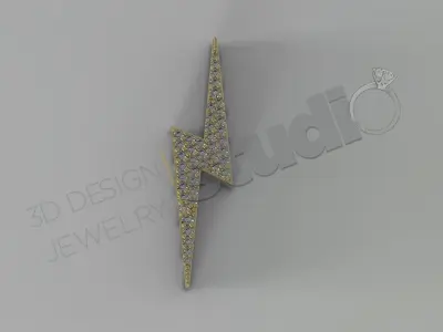 High luxury thunder with gems pendant in 3d model 3D print model