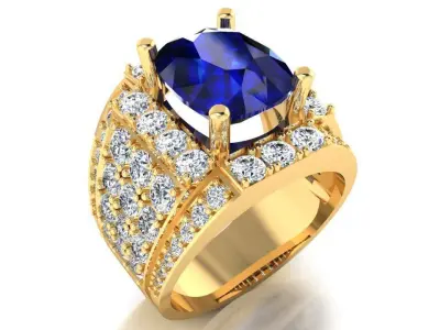 Gemstone rings - Oval stone ring - Diamond rings - N3023 3D print model