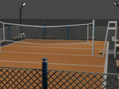 Volleyball Court - Drawing File Available - Low-poly 3D model