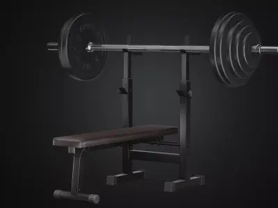 Barbell Bench Press Low-poly 3D model