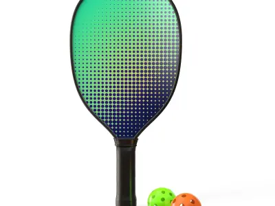 Pickleball set Paddle and Balls 3D model