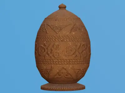 Ornate Clay Urn 2 Low-poly 3D model