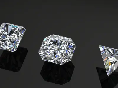 Diamond Gem Stones pack Low-poly 3D model