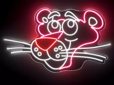 Pink Panther Neon Sign 3D model