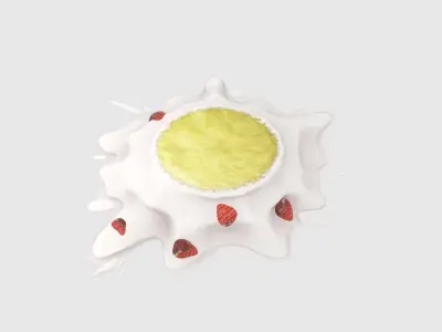 Broken stawberry cake 3D model