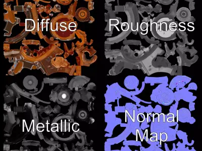 Antique Brass Gadget model pack Low-poly 3D model