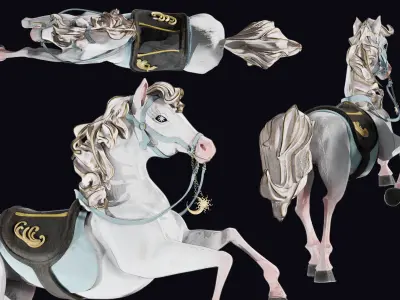 Carousel Horse Sculpture model white 3D model