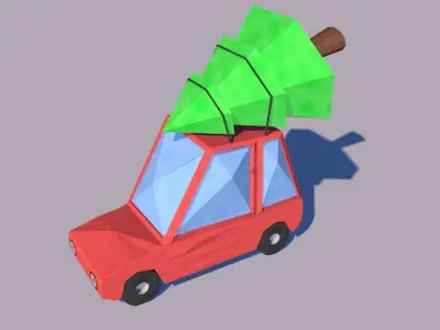 Origami Lowpoly Cartoon Car Low-poly 3D model