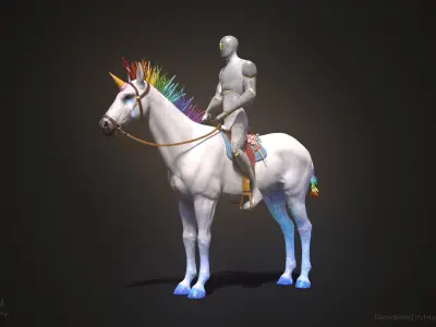 Rainbow Horse Animated Asset Low-poly 3D model