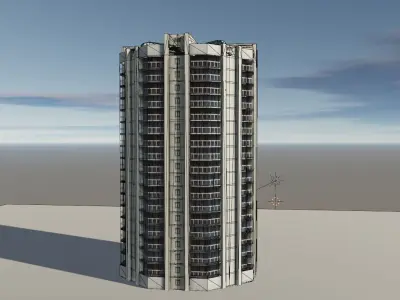 Residential  Apartment  House  building Low-poly 3D model