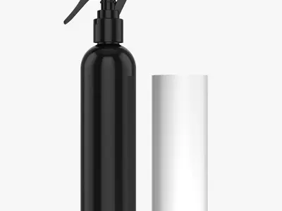 Black Spray Bottle with Label 3D model