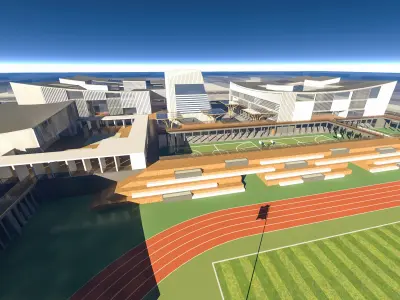 3D Campus School Buildings Set  001 3D model