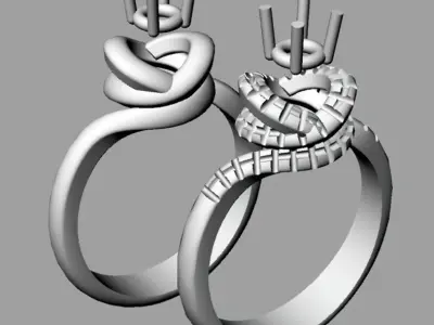 Set Solitaire Round diamond Heart Anello solitario Sl17 3D print model