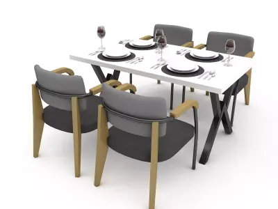 3D dining table 001 Low-poly 3D model
