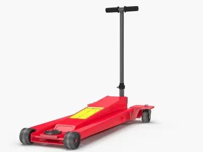 Floor Car Jack Red Low-poly 3D model