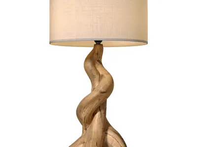 Rustic Wooden Table Lamp Sculptural Design Scandinavian Tree  3D model