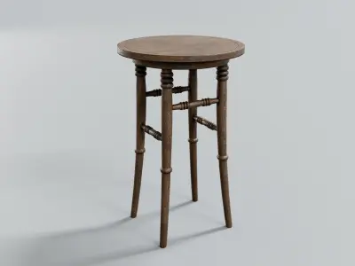 chair and table set - antique furniture Low-poly 3D model