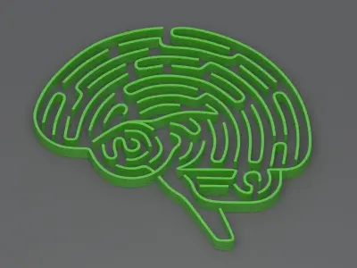 Green brain maze 3D model