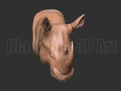 3d model Wall Rhino Head decoration statue 3D print model