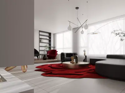 Modern living room dining room interior scenes 273 3D model