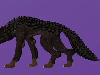 Stylized Dark Wolf 3D Model Game Ready Low-poly 3D model