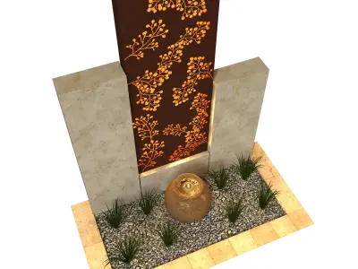Entrance Wall With Fountain 3D model