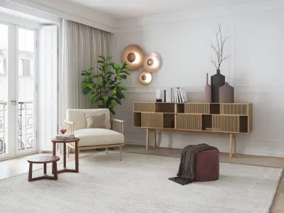 Eclectic Apartment Interior Scene for Cinema 4D and Octane 3D model