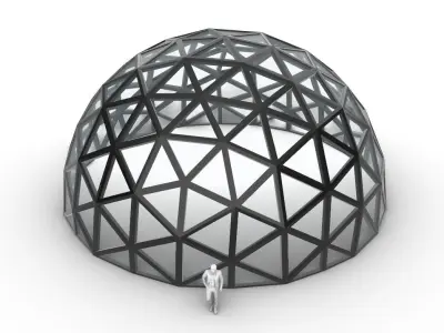 Geodesic Dome with Dynamic Perforations and glass panels 3D model