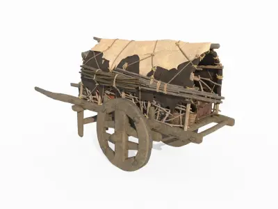 Ancient pallet cars and goods 3D model