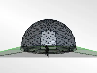 Hexagonal geodesic dome like structure with entry 3D model